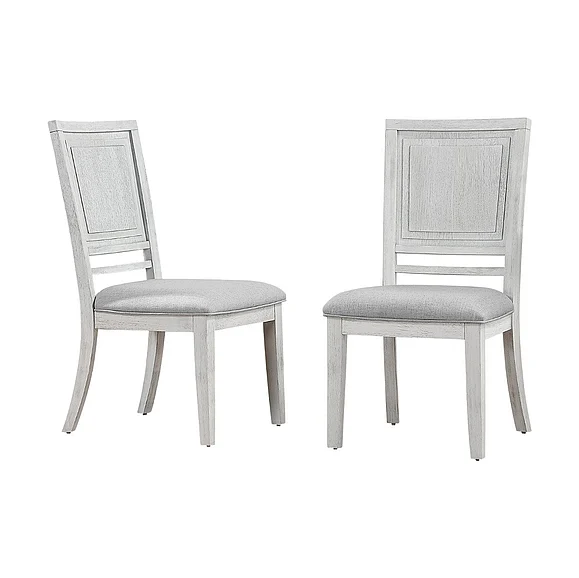 Sunset Trading Dover Dining Side Chair in Cerused Dove White (Set of 2) AG-638-900-2
