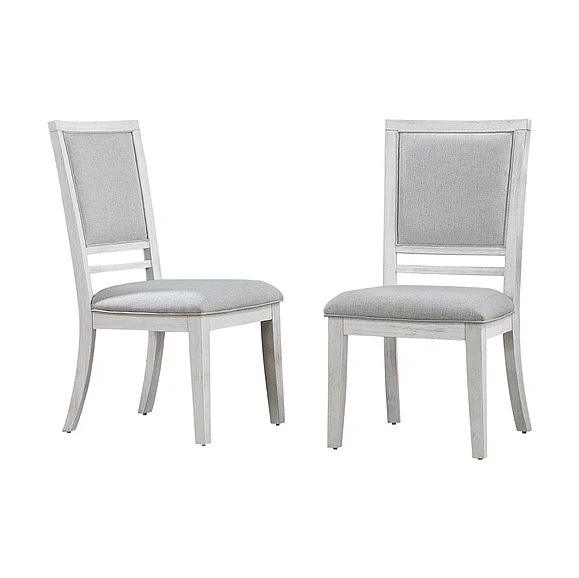 Sunset Trading Dover Dining Side Chair in Cerused Dove White (Set of 2) AG-638-901-2