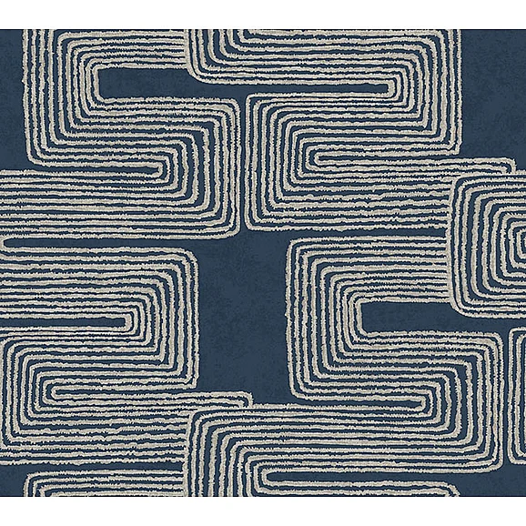 York F16-Artistic Abstracts Zulu Thread Midnight & Silver Wallpaper AG2033 (Double Roll)