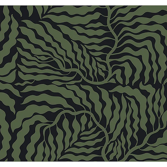 York F16-Artistic Abstracts Fern Fronds Black & Green Wallpaper AG2061 (Double Roll)