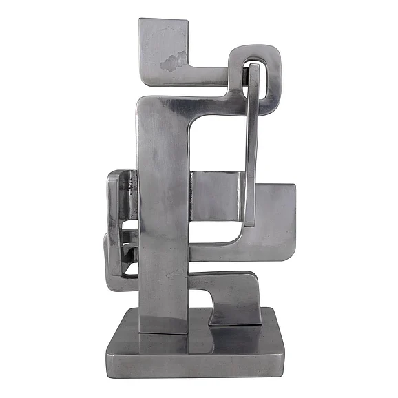 Noir Furniture Kubric Sculpture, Silver in Polished AL-01A CLOSEOUT