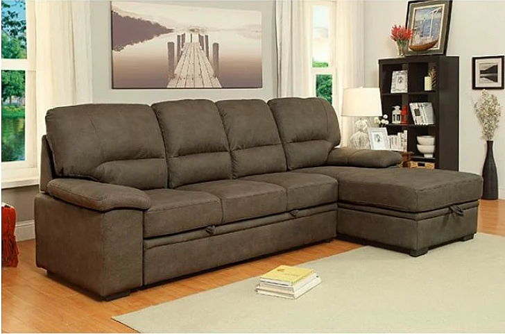 Furniture of America Alcester Sectional with Sleeper in Brown CM6908BR