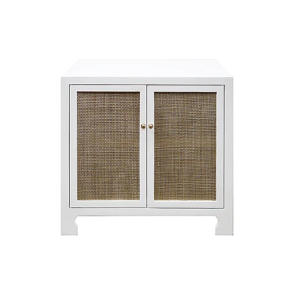 Worlds Away Alden Cane Cabinet in White Lacquer ALDEN WH