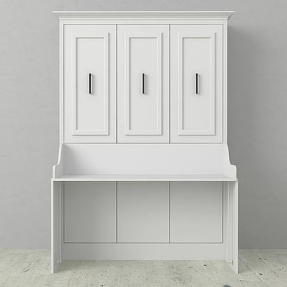 Leto Muro Allegra Queen Portrait Wall Bed with Desk in White ALEGQNDSKP
