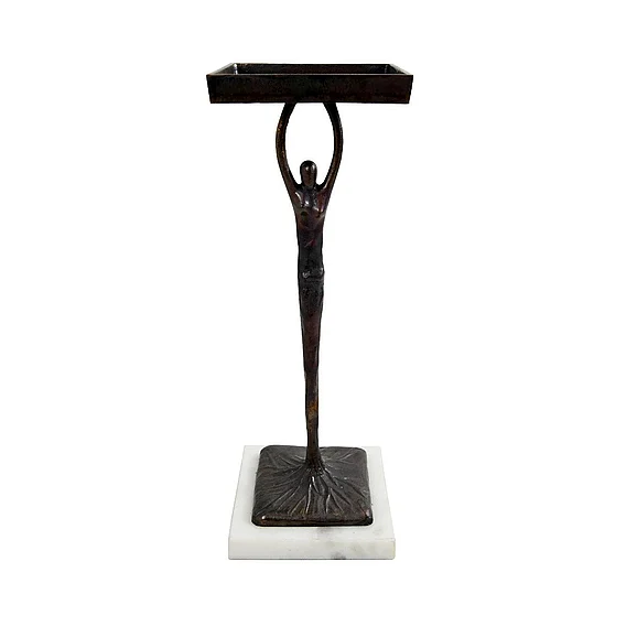 Worlds Away Alexa Sculptural Cigar Table in Black Metal ALEXA BLK CLOSEOUT