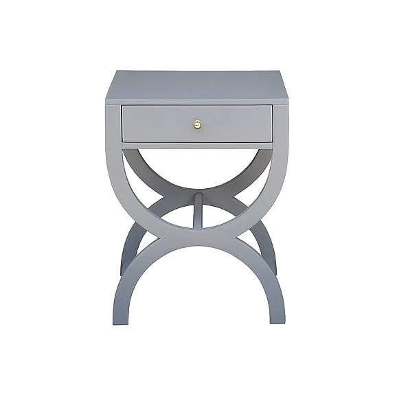 Worlds Away Alexis One Drawer Side Table in Grey Lacquer ALEXIS GRY CLOSEOUT