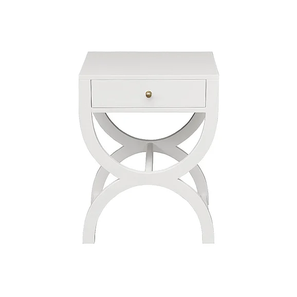 Worlds Away Alexis One Drawer Side Table in White Lacquer ALEXIS WH
