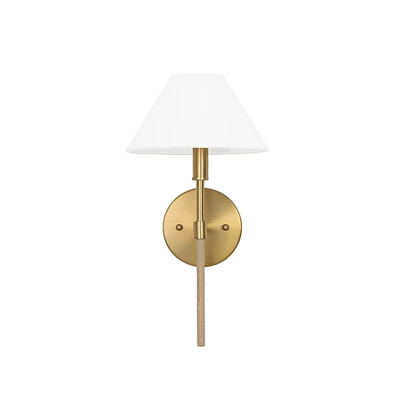 Worlds Away Alfie One Light Sconce in Brushed Brass and Cerused Oak ALFIE CO