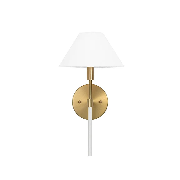 Worlds Away Alfie One Light Sconce in Brushed Brass and White Lacquer ALFIE WH