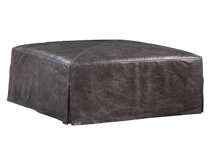 Spectra Home Alhambra Slipcovered Ottoman in Crystal Charcoal CLOSEOUT