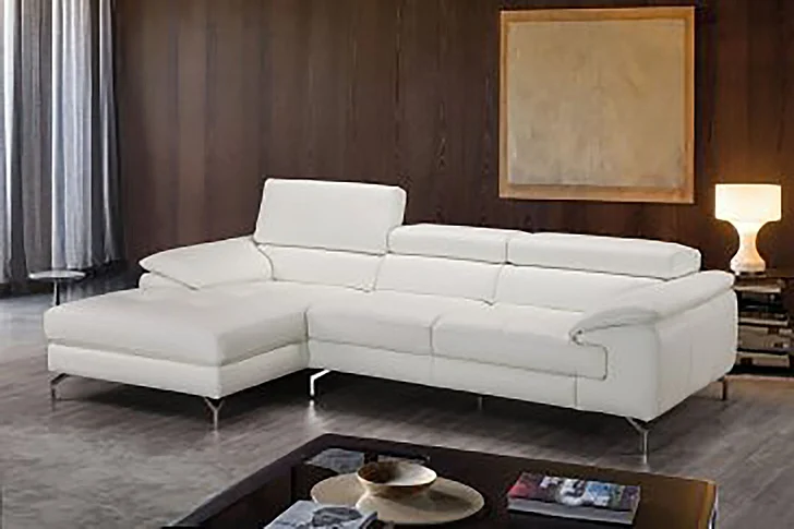 J&M Alice Premium Leather Left Facing Chaise Sectional in White 18272-LHFC PROMO