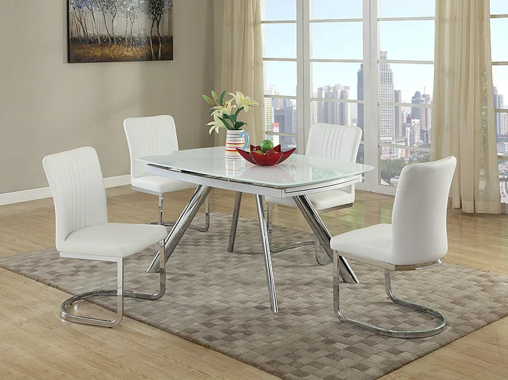 Chintaly Alina 5pcs Diningroom Set in Super White ALINA-DT-SET