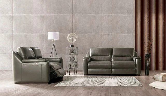 Furniture of America Altamura 2pc Power Reclining Living Room Set in Gray