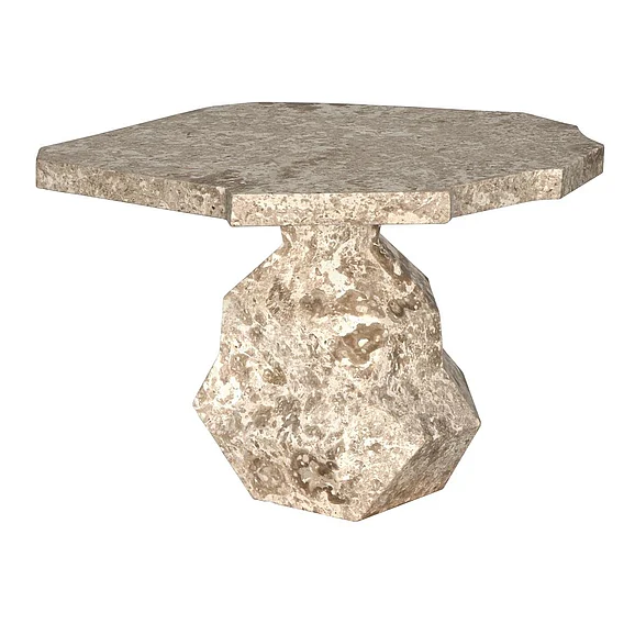 Noir Furniture Rind Table in White Marble AM-318WM