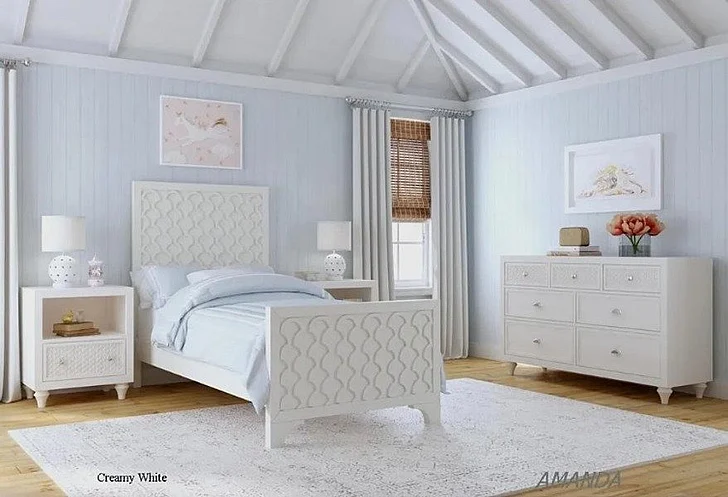 My Home Furnishings Amanda 2pc Bedroom Set in Creamy White