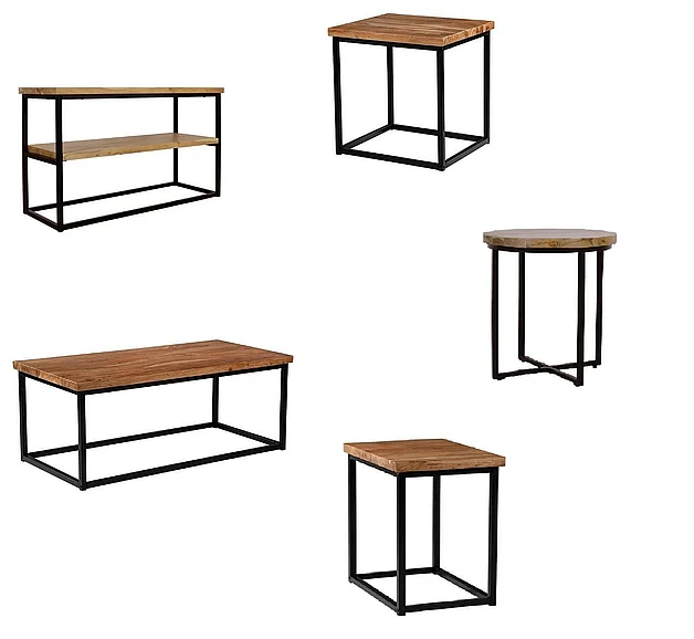 Jofran Ames 6pc Rectangular Coffee Table Set in Natural