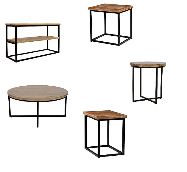 Jofran Ames 6pc Round Coffee Table Set in Natural