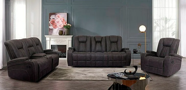 Furniture of America Amirah 2pc Power Reclining Living Rooms Set in Dark Gray
