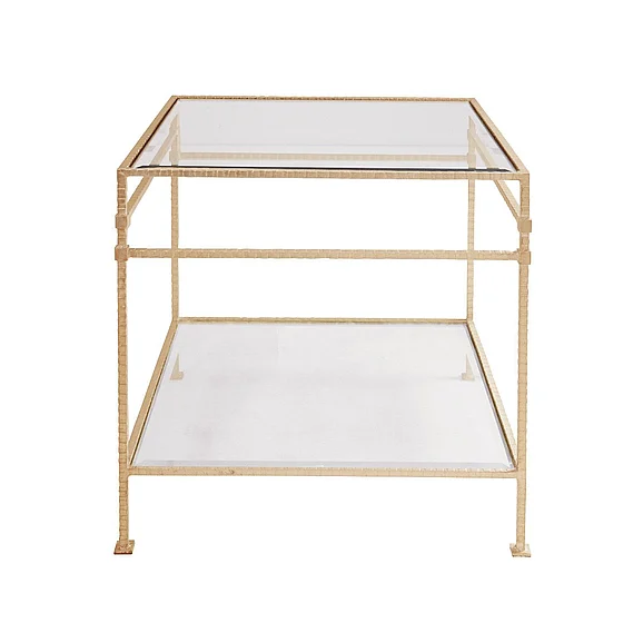 Worlds Away Amos Two Tier Square Table in Hammered Gold Leaf AMOS G