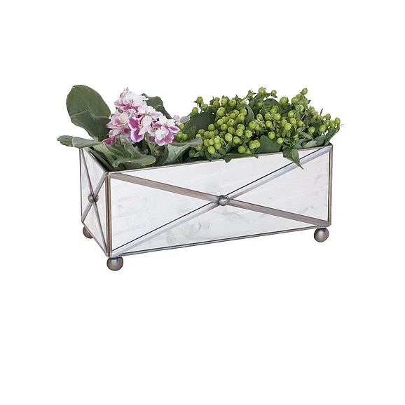 Worlds Away Rectangular Xhatch Ant Mir Planter AMT125