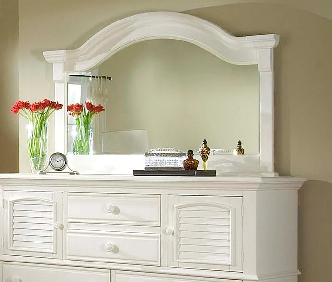 American Woodcrafters Cottage Traditions Landscape Mirror in White Cottage 6510-040