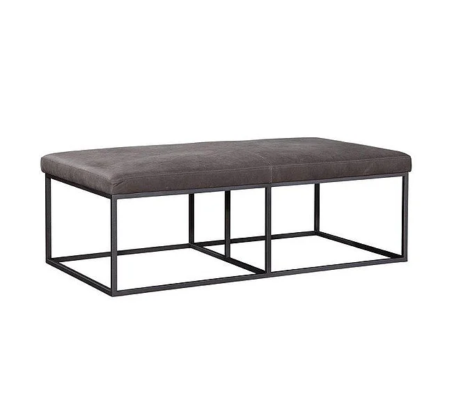 Spectra Home Anaheim Metal Ottoman in Nobuck Charcoal CLOSEOUT