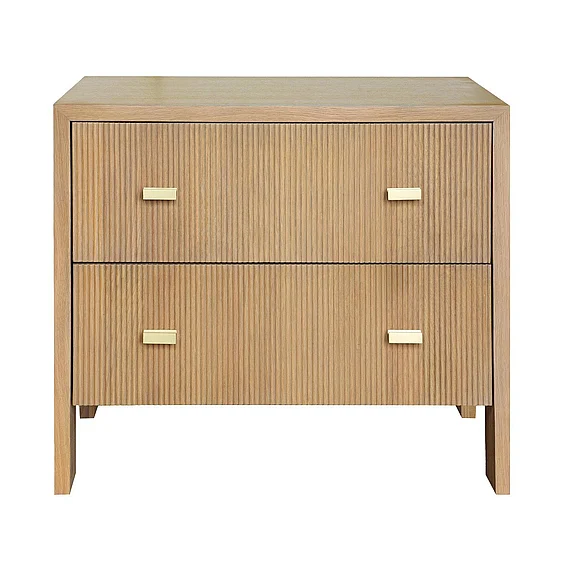 Worlds Away Andre Two Drawer Side Table in Natural Oak ANDRE NO