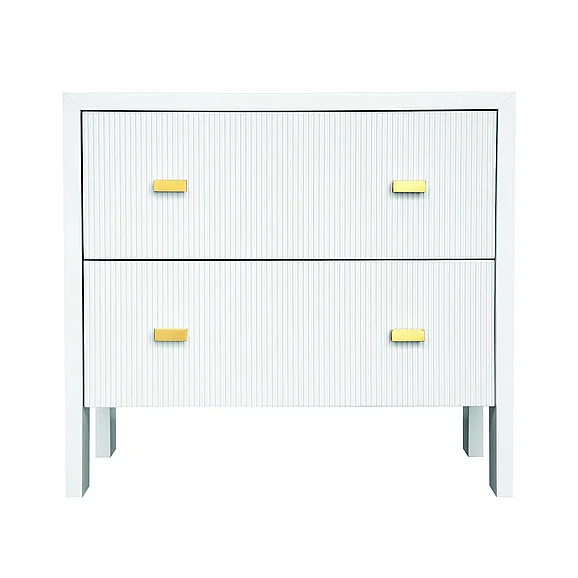 Worlds Away Andre Two Drawer Side Table in Matte White Lacquer ANDRE WH