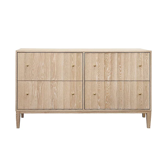 Worlds Away Four Drawer Chest w/ Fluted Detail in Cerused Oak ANGUS CO
