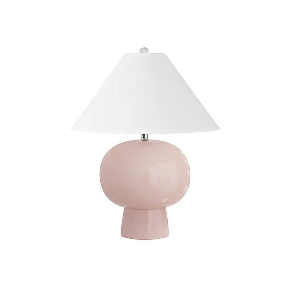 Worlds Away Annie Bulb Shape Ceramic Table Lamp in Blush ANNIE BLUSH