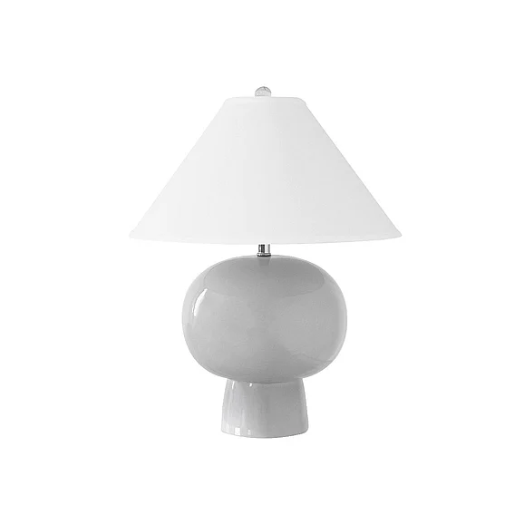 Worlds Away Annie Bulb Shape Ceramic Table Lamp in Light Grey ANNIE LGRY CLOSEOUT