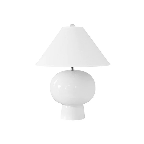 Worlds Away Annie Bulb Shape Ceramic Table Lamp in White ANNIE WH