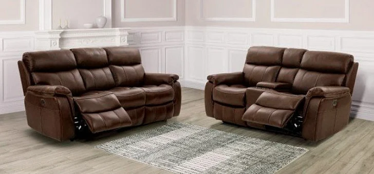 Furniture of America Antenor 2pc Power Reclining Living Room Set in Brown