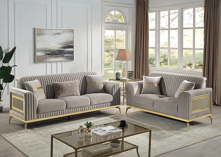 Galaxy Home Antigua 2pc Living Room Set Taupe 733569266531