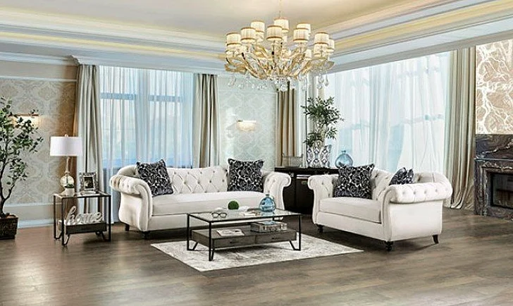 Furniture of America Antoinette 2pc Living Room Set in White