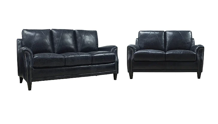 Luke Home Anya 2pc Sofa Living Room Set in 3513 Midnight Blue (Quickship)