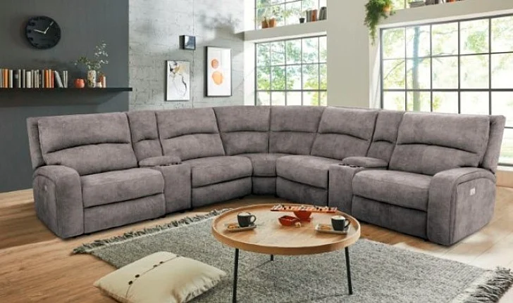 Furniture of America Apostolos Power Sectional in Light Gray CM9915LG-SECT-PM