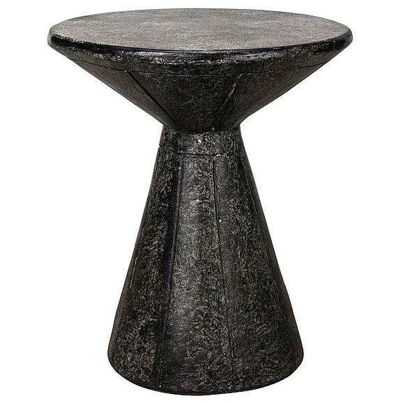 Noir Furniture Pedestal Side Table in Black Fiber Cement AR-199BF