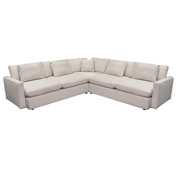 Diamond Sofa Arcadia 3PC Corner Sectional with Feather Down Seating in Cream Fabric ARCADIACM3PC