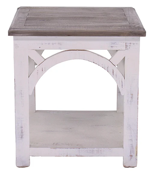 Split Nickel Arche End Table MIC-ARCHE-ET Nero White Granite Top | A472