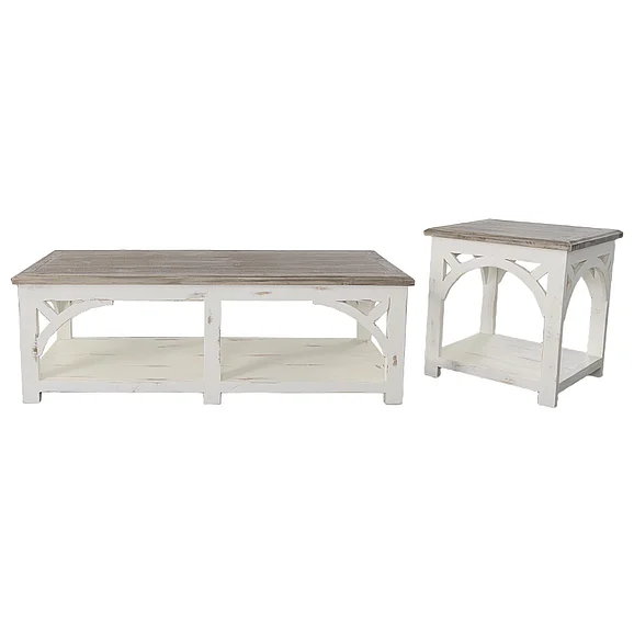 Split Nickel Arche 2pc Occasional Set in Nero White