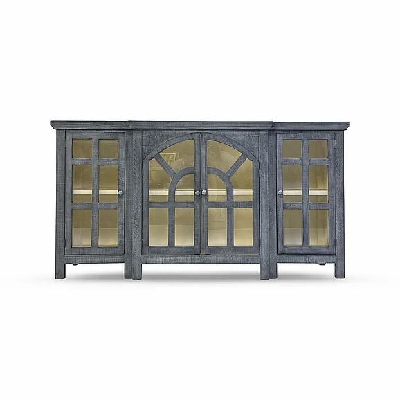 Split Nickel Arche Console w/ Glass Ocean Linen Interior | A5OL4