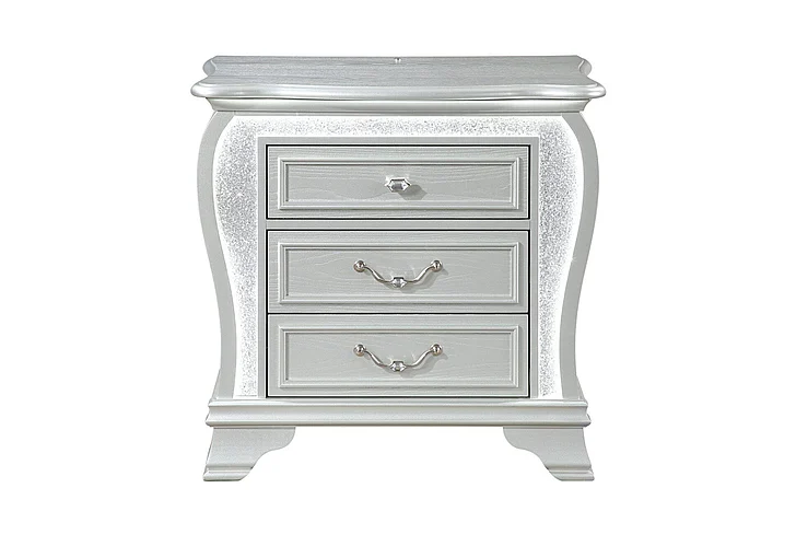 Global Furniture Aria Nightstand w/ LED in Silver ARIA-SILVER-NSW/LED