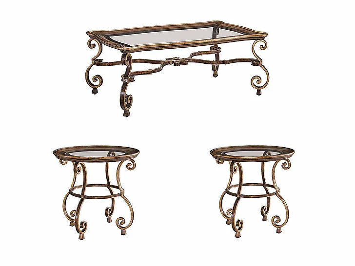Maitland-Smith Aria 3pc Occasional Set in Gold