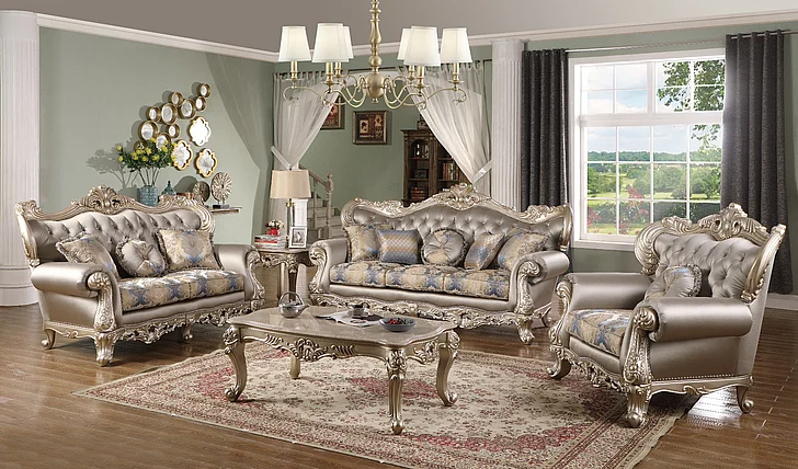Cosmos Ariel 2pc Living Room Set in Champagne