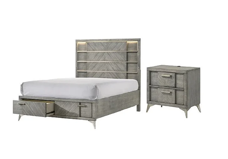 Emma Mason Signature Heirloom Haven 2pc Storage Bedroom Set in Gray