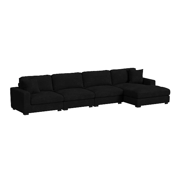 Elements International Arizona Modular RHF Chaise in Steno Black U-8540-9446-157