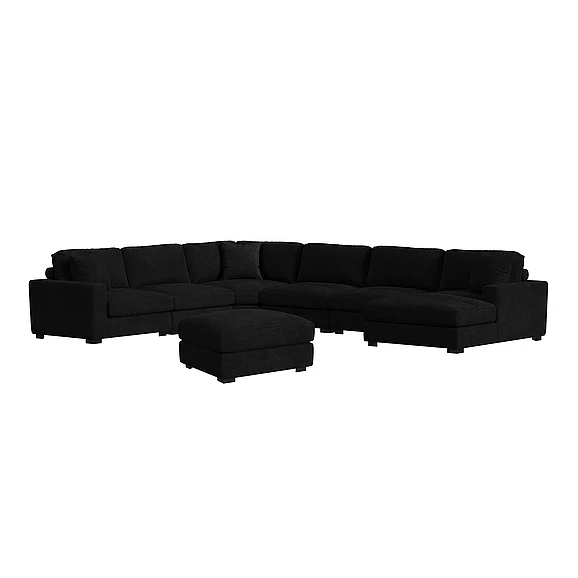 Elements International Arizona 7Pc Sectional Set w/ RHF Chaise in Steno Black U-8540-9446-RCSE-7PC