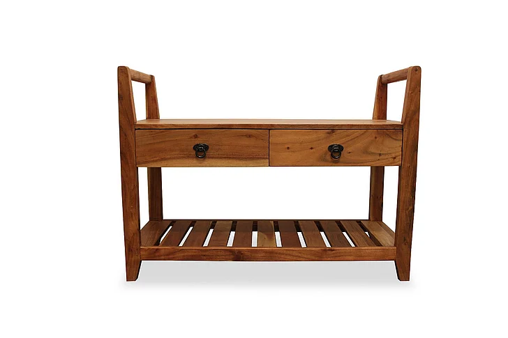 Moti Furniture Meelo Bench and Media w/ 2-Drawer and Shelve in Natural
