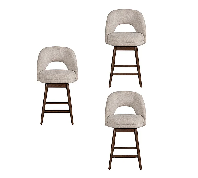 Armen Living Adrian Brown Upholstered 26 In. Swivel Counter Stool with Ancient Stone Fabric (Set of 3) LCADBABRNAS263PC